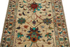 3x4 Beige and Multicolor Turkish Tribal Rug