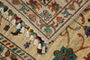 3x4 Beige and Multicolor Turkish Tribal Rug