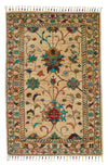 3x4 Beige and Multicolor Turkish Tribal Rug