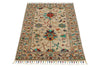 3x4 Beige and Multicolor Turkish Tribal Rug