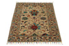 3x4 Beige and Multicolor Turkish Tribal Rug