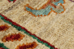 3x4 Beige and Multicolor Turkish Tribal Rug