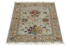 3x3 Light Blue and Multicolor Turkish Tribal Rug