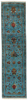 3x10 Blue and Multicolor Turkish Tribal Runner