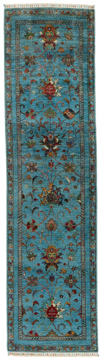 3x10 Blue and Multicolor Turkish Tribal Runner