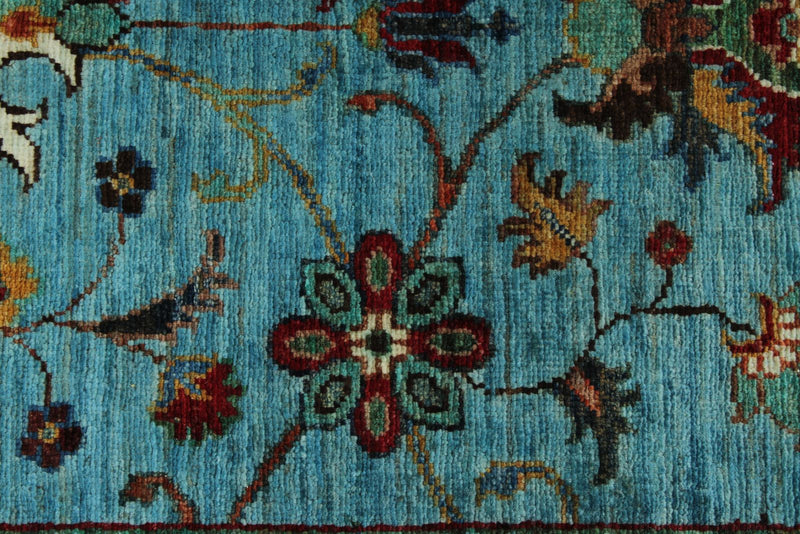 3x10 Blue and Multicolor Turkish Tribal Runner