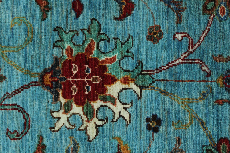 3x10 Blue and Multicolor Turkish Tribal Runner
