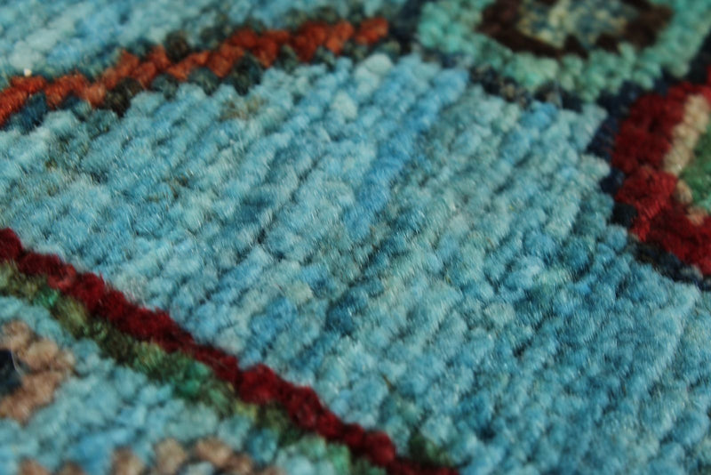3x10 Blue and Multicolor Turkish Tribal Runner