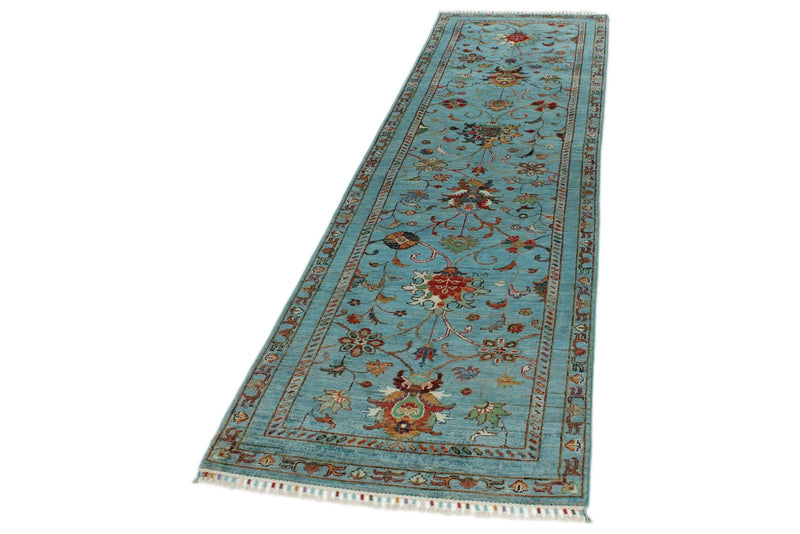 3x10 Blue and Multicolor Turkish Tribal Runner