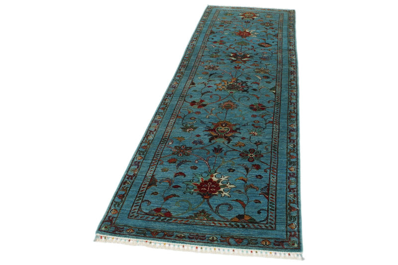 3x10 Blue and Multicolor Turkish Tribal Runner