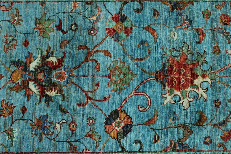 3x10 Blue and Multicolor Turkish Tribal Runner