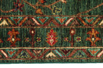 3x4 Green and Multicolor Turkish Tribal Rug