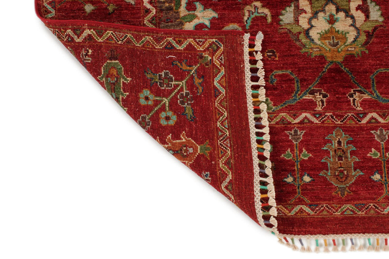 4x6 Red and Multicolor Turkish Tribal Rug