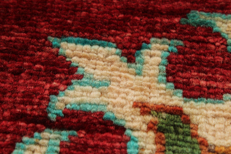 4x6 Red and Multicolor Turkish Tribal Rug