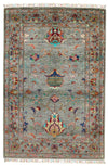 3x5 Gray and Multicolor Turkish Tribal Rug