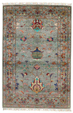 3x5 Gray and Multicolor Turkish Tribal Rug