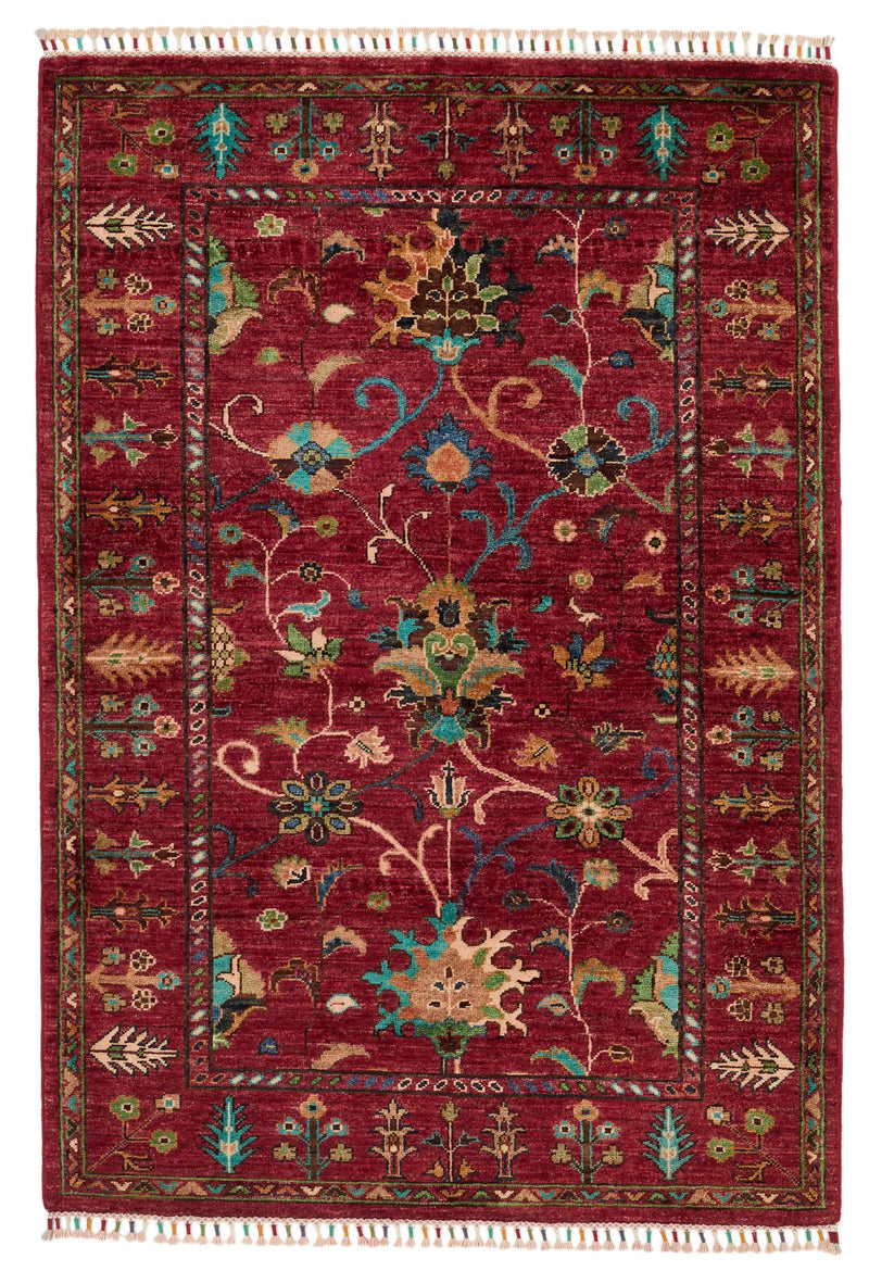 3x5 Red and Multicolor Turkish Tribal Rug