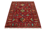 3x5 Red and Multicolor Turkish Tribal Rug