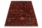 3x5 Red and Multicolor Turkish Tribal Rug