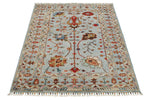 3x5 Light Blue and Multicolor Turkish Tribal Rug