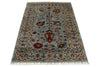 3x5 Light Blue and Multicolor Turkish Tribal Rug