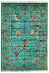 3x5 Turquoıse and Multicolor Turkish Tribal Rug