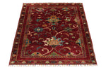 3x4 Burgundy and Multicolor Turkish Tribal Rug
