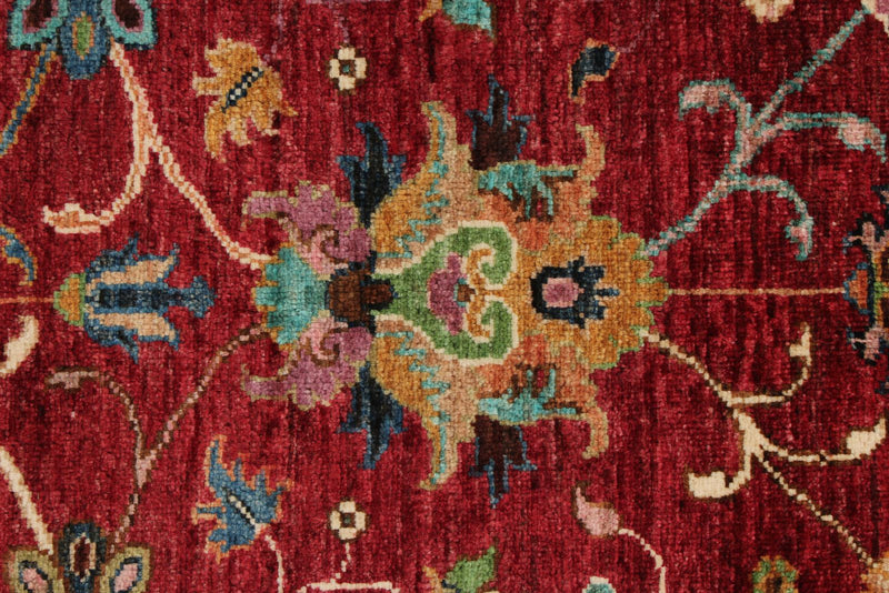 3x4 Burgundy and Multicolor Turkish Tribal Rug