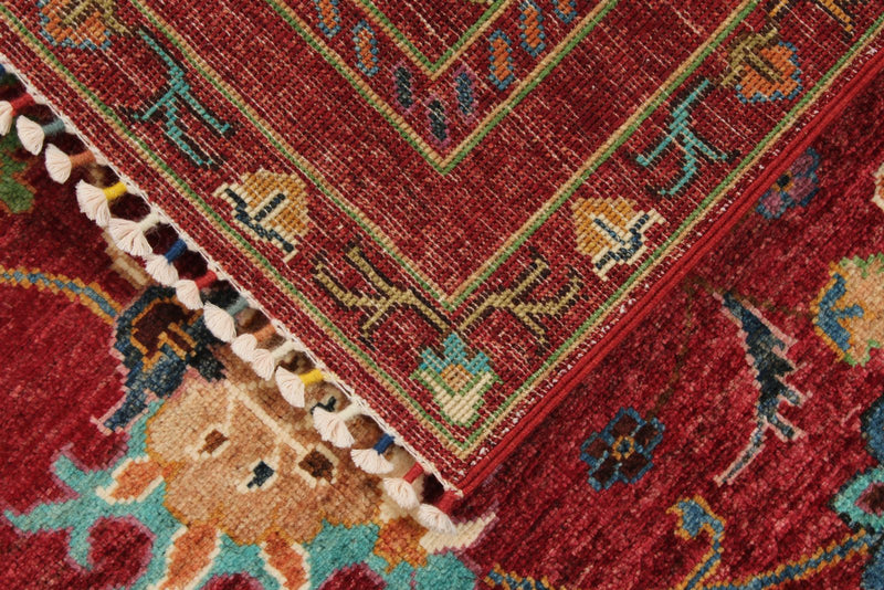 3x4 Burgundy and Multicolor Turkish Tribal Rug