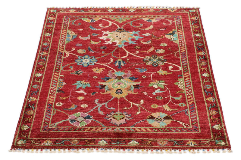 3x4 Red and Multicolor Turkish Tribal Rug