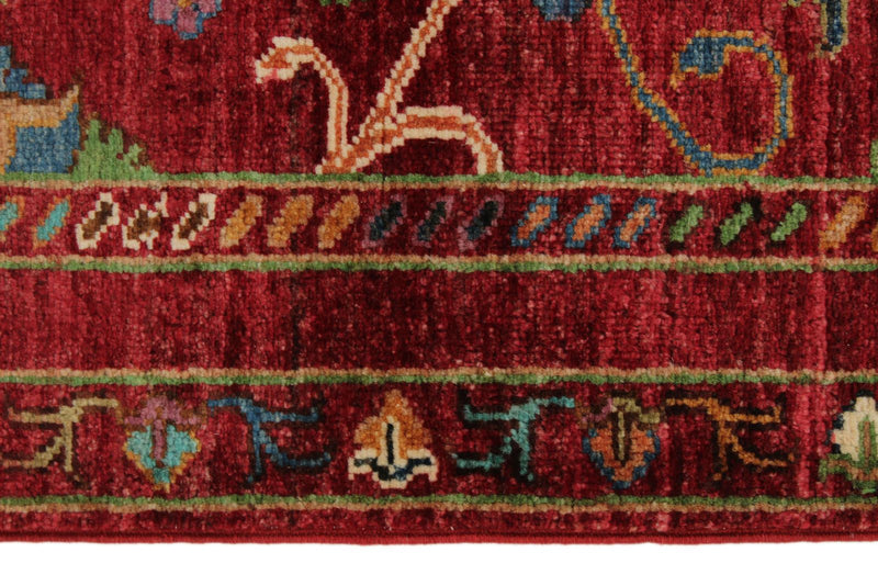 3x4 Red and Multicolor Turkish Tribal Rug
