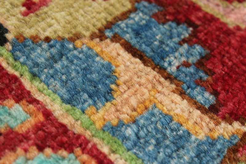 3x4 Red and Multicolor Turkish Tribal Rug