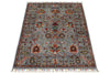 3x4 Light Gray and Multicolor Turkish Tribal Rug