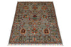 3x4 Light Gray and Multicolor Turkish Tribal Rug
