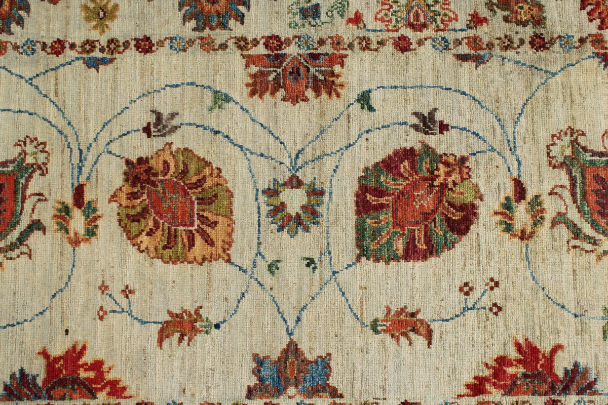 2x7 Ivory and Multicolor Turkish Tribal Runner