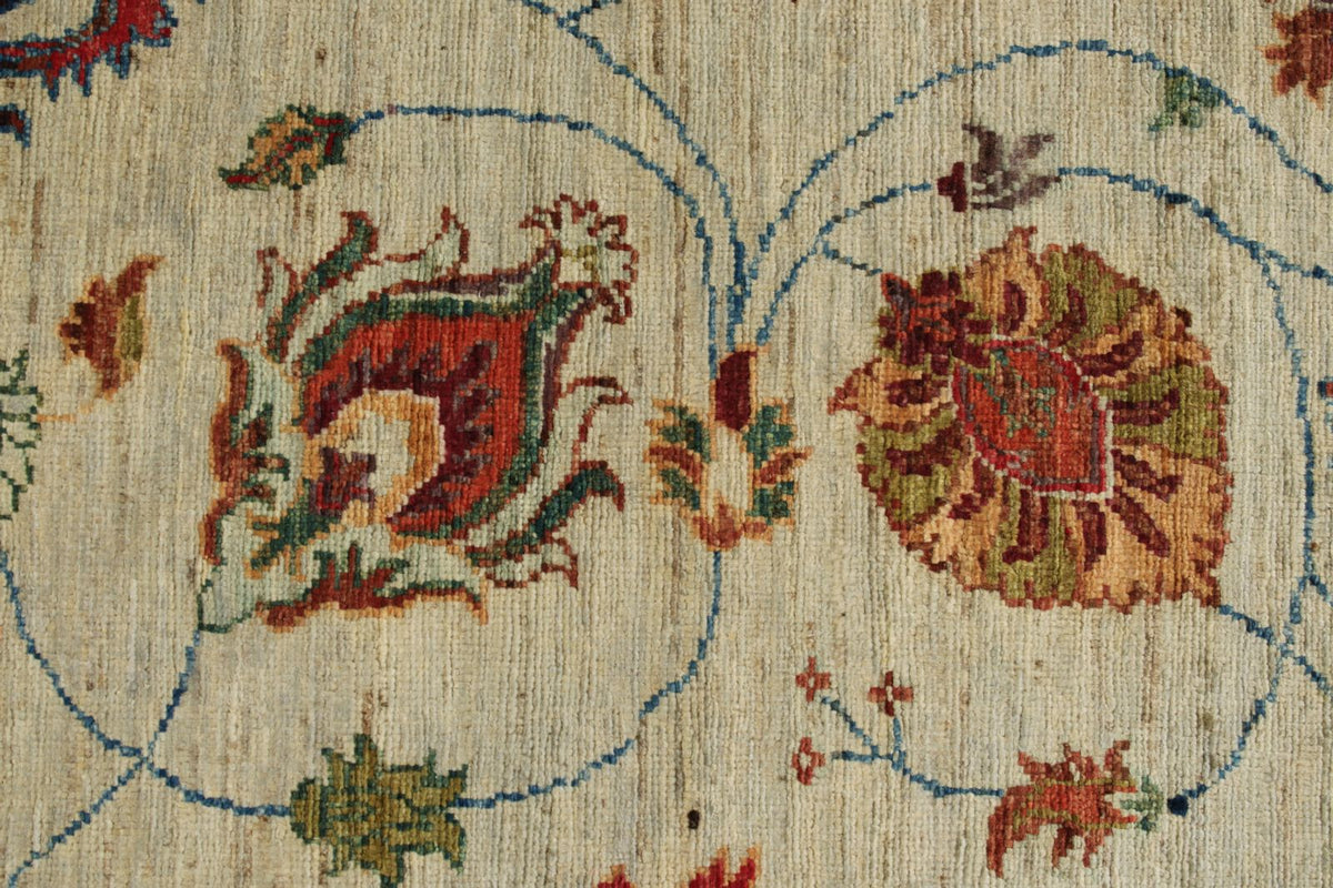 2x7 Ivory and Multicolor Turkish Tribal Runner