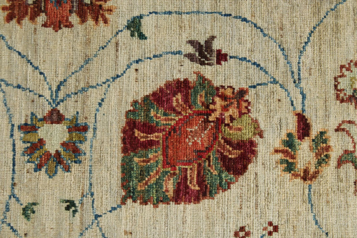 2x7 Ivory and Multicolor Turkish Tribal Runner