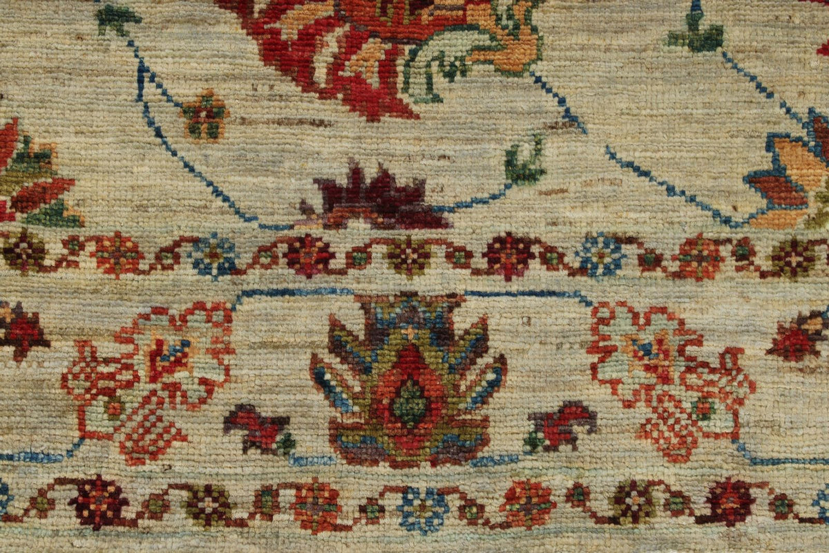 2x7 Ivory and Multicolor Turkish Tribal Runner
