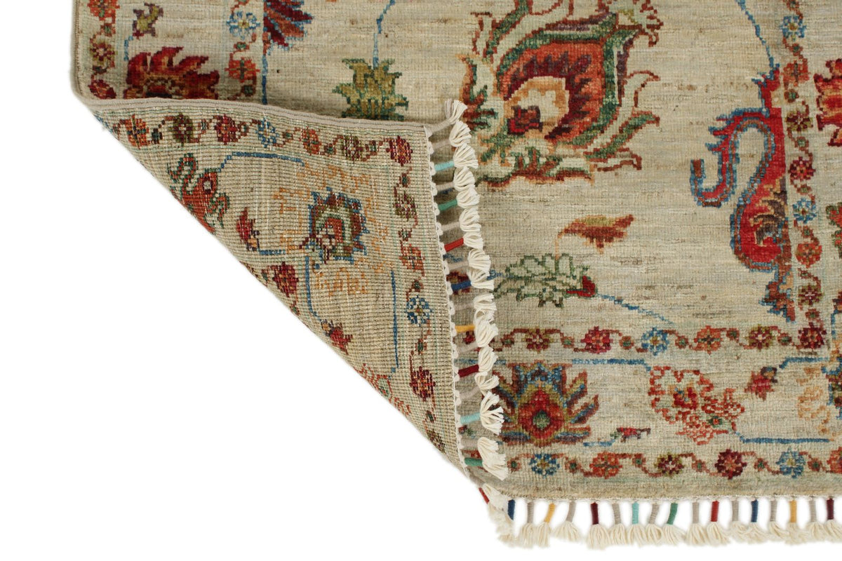 2x7 Ivory and Multicolor Turkish Tribal Runner