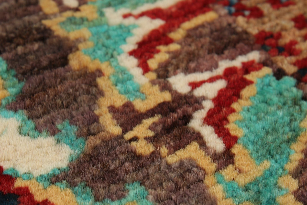 4x6 Brown and Multicolor Turkish Tribal Rug