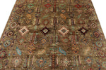 5x8 Light Brown and Multicolor Turkish Tribal Rug