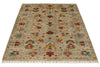 4x6 Ivory and Multicolor Turkish Tribal Rug