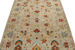 4x6 Ivory and Multicolor Turkish Tribal Rug