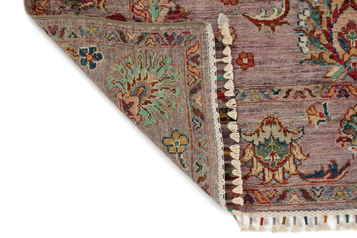 4x6 Light Purple and Multicolor Turkish Tribal Rug