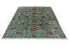 6x8 Light Blue and Multicolor Turkish Tribal Rug