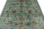 6x8 Light Blue and Multicolor Turkish Tribal Rug