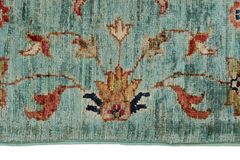 6x8 Light Blue and Multicolor Turkish Tribal Rug