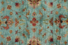 6x8 Light Blue and Multicolor Turkish Tribal Rug