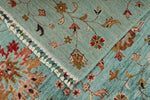 6x8 Light Blue and Multicolor Turkish Tribal Rug