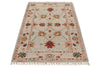 3x5 Beige and Multicolor Turkish Tribal Rug